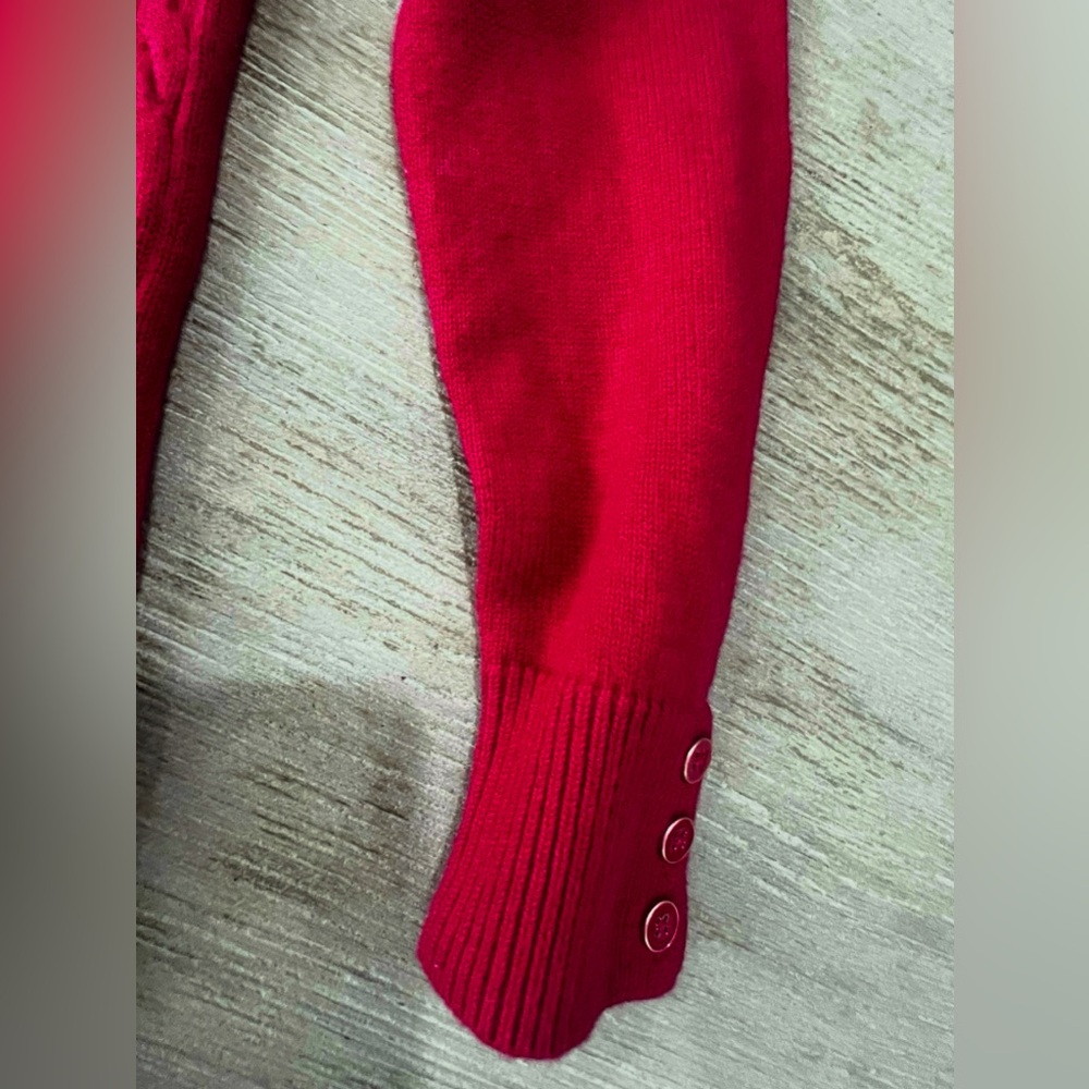 Talbots Petites Red Cable Knit Crewneck Sweater SP Cotton Blend - Picture 6 of 8